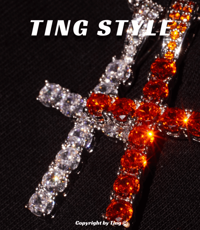 Dây chuyền thánh giá Cubic Zirconia trắng vs đỏ thời trang phong cách