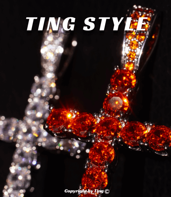 Dây chuyền thánh giá Cubic Zirconia trắng vs đỏ thời trang phong cách