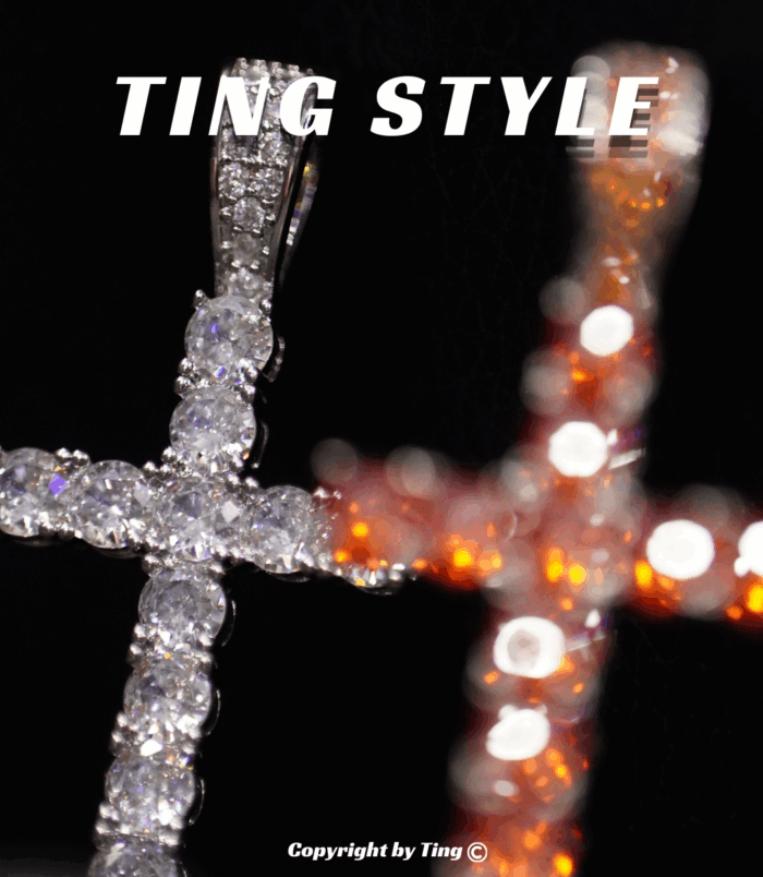 Dây chuyền thánh giá Cubic Zirconia trắng vs đỏ thời trang phong cách