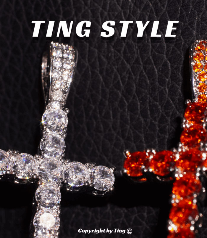 Dây chuyền thánh giá Cubic Zirconia trắng vs đỏ thời trang phong cách