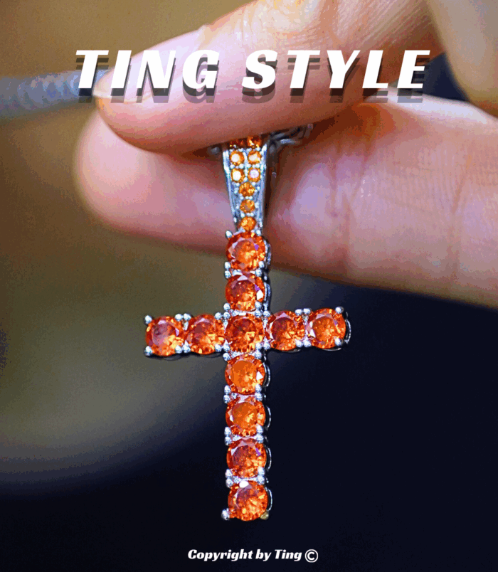 Dây chuyền thánh giá Cubic Zirconia trắng vs đỏ thời trang phong cách