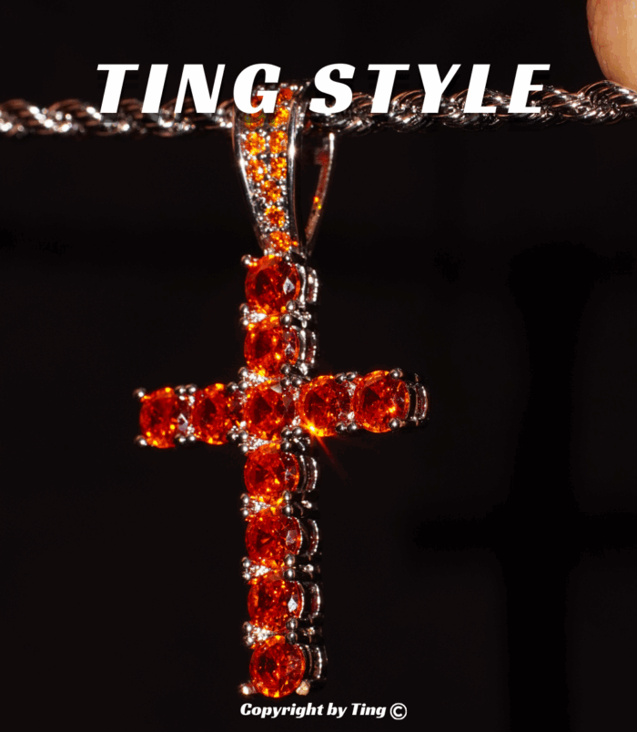 Dây chuyền thánh giá Cubic Zirconia trắng vs đỏ thời trang phong cách