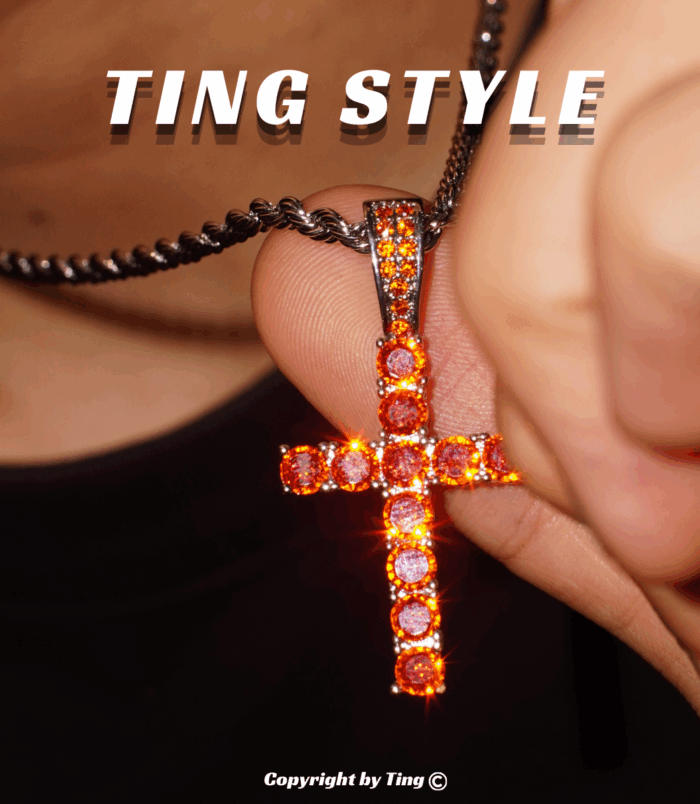 Dây chuyền thánh giá Cubic Zirconia trắng vs đỏ thời trang phong cách