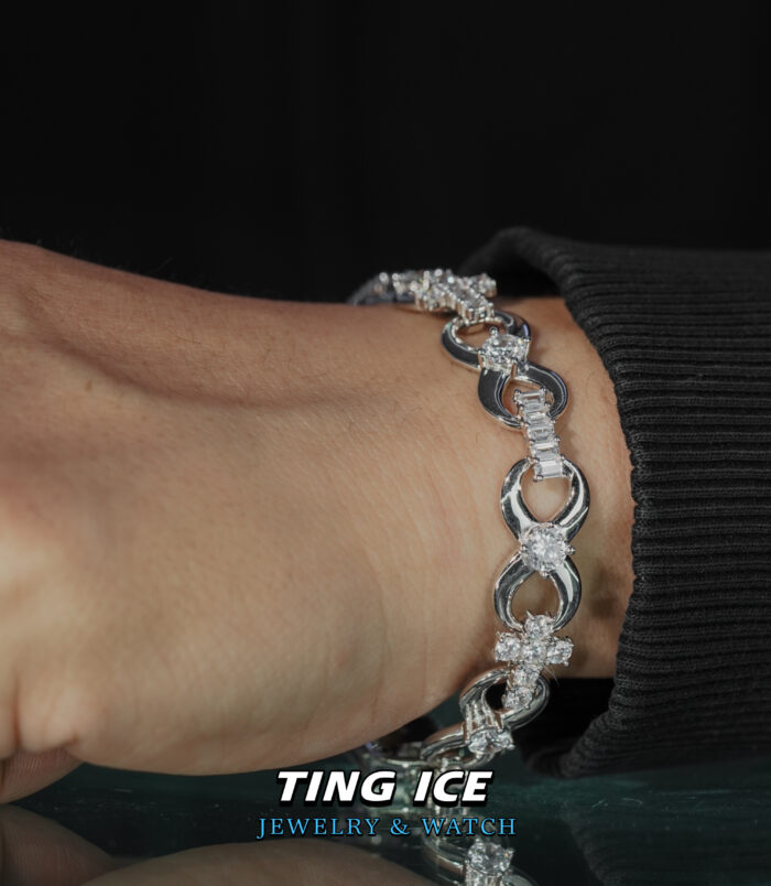 Lắc tay Vô Cực mix Cross Bạc S925 Full Cz 5A