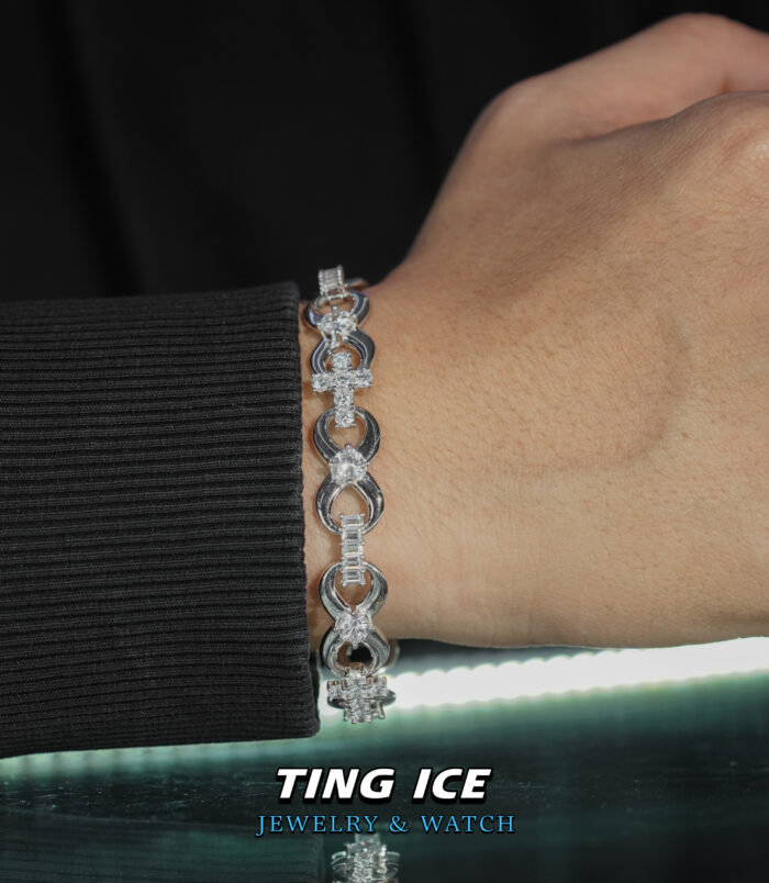 Lắc tay Vô Cực mix Cross Bạc S925 Full Cz 5A