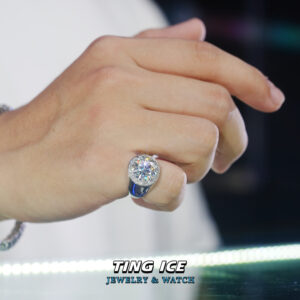 Nhẫn ngón út Bạc S925 Full Moissanite Hột Chủ 11mm Pinky Ring điểm nhấn sang trọng