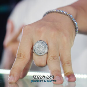 Nhẫn nam Bạc S925 đính Full Moissanite thiết kế bản to phong cách