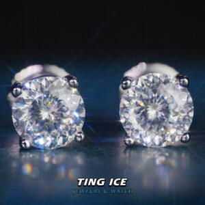 Bông tai nụ Bạc S925 đính Moissanite 161 giác cắt thời trang bán chạy