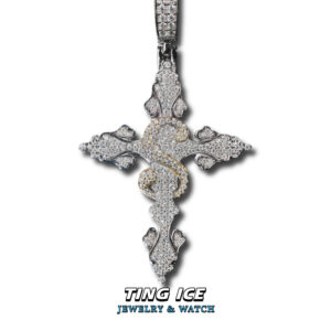 Mặt dây chuyền Bạc S925 thiết kế thánh giá Gothic đính Full Moissanite thời trang
