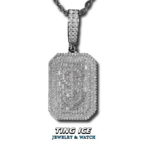 Mặt dây chuyền Bạc Dollar S925 đính Full Moissanite Baguette đẳng cấp thời trang